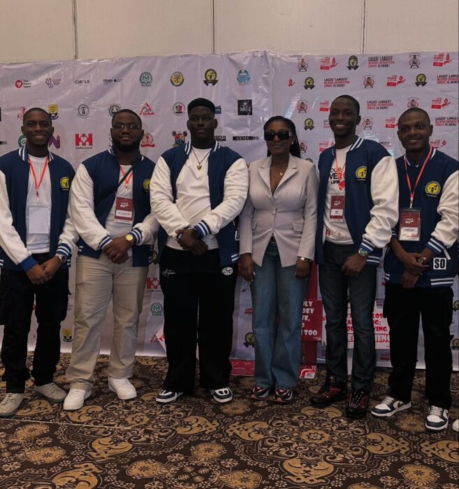 Hameen Yusuf, Editor in Chief KB KLUB; Ayobami Olomiyete, President KB KLUB; Olaleye Iyanuoluwa, Member KB KLUB, Yvonne Jegede, Actress; Mustapha Madehin, Immediate Past President, Sheriffdeen Oloyede, Project Lead