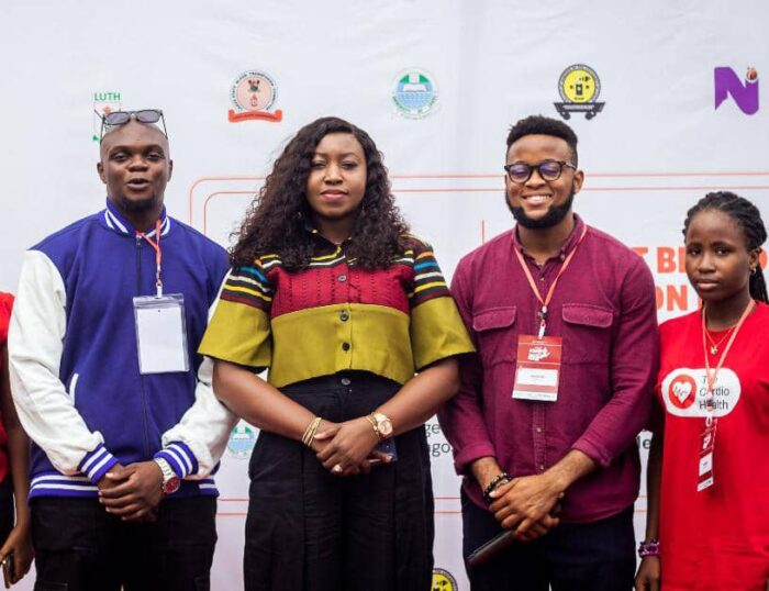 Dapo Femi-Adeniyi, Head, Surulere branch; Dr Sade Popoola, CEO Next Haematology; Bobby Ibeanor, Blood Donor; Catherine Isiake, Blood donor