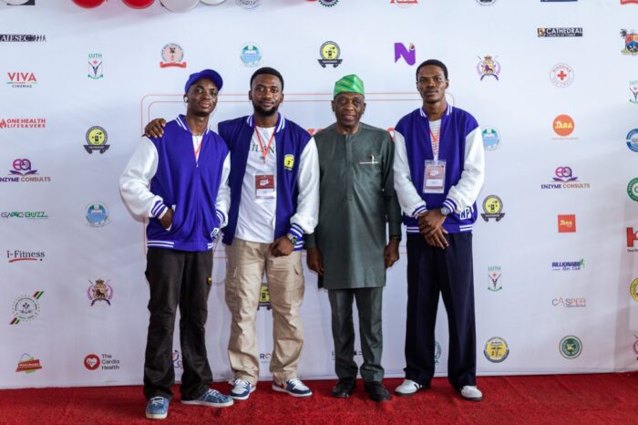 Adenuga Abdulqahar, KB KLUB member; Jibril Dere Ayomide, Head, Lagos Mainland Branch; Prof Oremosu, Provost of the College of Medicine, University of Lagos; Precious Nnodim, Member, KB KLUB